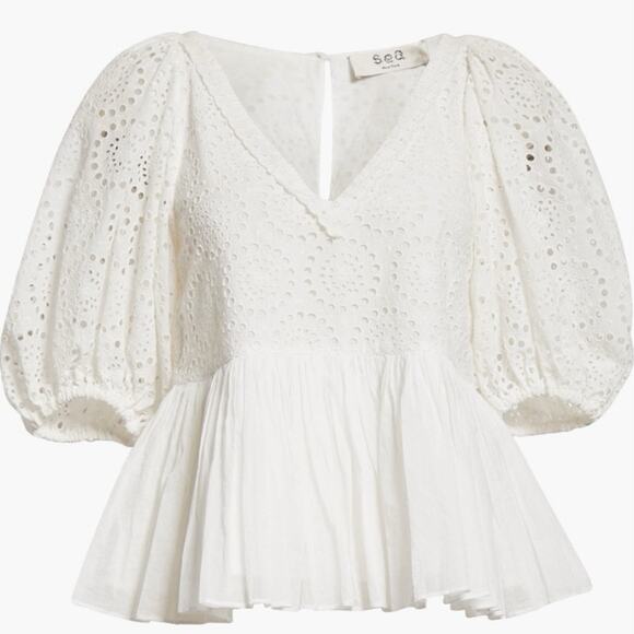 NWT Sea New York Maeve Eyelet Peplum sz small $350 - Picture 1 of 7